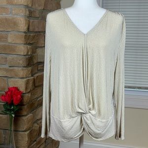 ALFANI ~ Knot-Front Metallic-Striped Top - NWT!